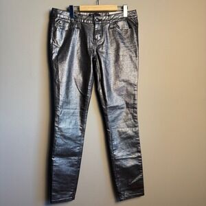Guess Women Maxine Low Rise Jeggings Metallic Silver Size‎ 29 Party Preppy Glam